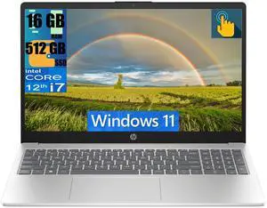 HP 15 Laptop, 15.6" FHD (1920 x 1080) Touchscreen, Intel Core i7-1255U 10 Cores Processor, Intel Iris Xe Graphics, 16GB DDR4  512GB PCIe SSD, HDMI, Webcam, Wi-Fi 6, Windows 11