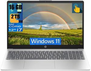 HP 15 Laptop, 15.6" FHD (1920 x 1080) Touchscreen, Intel Core i7-1255U 10 Cores Processor, Intel Iris Xe Graphics, 16GB DDR4  2TB PCIe SSD, HDMI, Webcam, Wi-Fi 6, Windows 11