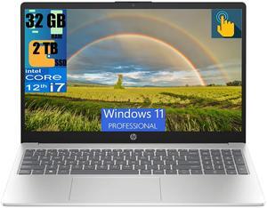 HP 15 Laptop, 15.6" FHD (1920 x 1080) Touchscreen, Intel Core i7-1255U 10 Cores Processor, Intel Iris Xe Graphics, 32GB DDR4  2TB PCIe SSD, HDMI, Webcam, Wi-Fi 6, Windows 11 Pro