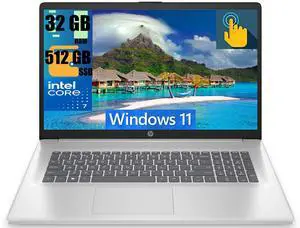 HP 17 Business Laptop, 17.3" HD+ Touchscreen, Intel Core 7 150U 10-Core Processor, Intel Graphics, 32GB DDR4  512GB PCIe SSD, Backlit Keyboard, Wi-Fi 6, Bluetooth 5.3, Windows 11