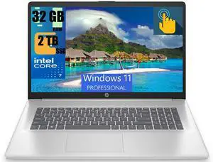 HP 17 Business Laptop, 17.3" HD+ Touchscreen, Intel Core 7 150U 10-Core Processor, Intel Graphics, 32GB DDR4  2TB PCIe SSD, Backlit Keyboard, Wi-Fi 6, Bluetooth 5.3, Windows 11 Pro