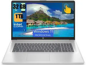 HP 17 Business Laptop, 17.3" HD+ Touchscreen, Intel Core 7 150U 10-Core Processor, Intel Graphics, 32GB DDR4  1TB PCIe SSD, Backlit Keyboard, Wi-Fi 6, Bluetooth 5.3, Windows 11 Pro