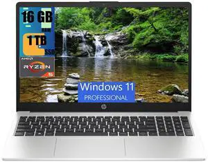 HP Essential 255 G10 15 Laptop, 15.6" FHD (1920 x 1080) Display, AMD Ryzen 5 7530U 6-Core Processor, AMD Radeon Graphics, 16GB DDR4  1TB PCIe SSD, Bluetooth, HDMI, Wi-Fi 6, Windows 11 Pro