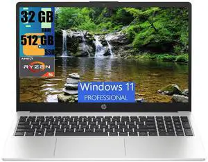 HP Essential 255 G10 15 Laptop, 15.6" FHD (1920 x 1080) Display, AMD Ryzen 5 7530U 6-Core Processor, AMD Radeon Graphics, 32GB DDR4  512GB PCIe SSD, Bluetooth, HDMI, Wi-Fi 6, Windows 11 Pro