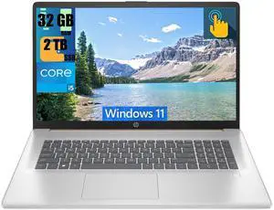 HP 17 Business Laptop, 17.3" HD+ Touchscreen, Intel Core i5-1335U 10 Cores Processor, Intel Iris Xe Graphics, 32GB DDR4  2TB PCIe SSD, Webcam, FP Reader, Backlit KB, Wi-Fi 6, Windows 11