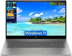 HP Envy 17 Business Laptop, 17.3" FHD Touchscreen, Intel Core Ultra 7 155U 12-Cores Processor, GeForce RTX 3050 4GB GDDR6, 32GB DDR4  512GB PCIe SSD, Backlit KB, 2 Thunderbolt 4, Windows 11