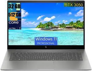 HP Envy 17 Business Laptop, 17.3" FHD Touchscreen, Intel Core Ultra 7 155U 12-Cores Processor, GeForce RTX 3050 4GB GDDR6, 32GB DDR4  512GB PCIe SSD, Backlit KB, 2 Thunderbolt 4, Windows 11 Pro