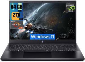 Acer Nitro V 15 Gaming Laptop, 15.6" FHD 144Hz Display, AMD Ryzen 5 7535HS 6-core  Processor, NVIDIA GeForce RTX 4050 6GB Graphic, 64GB DDR5  2TB PCIe SSD, Backlit KB, Bluetooth 5.1, Windows 11