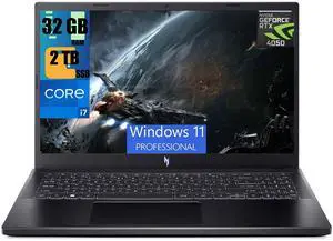 Acer Nitro V 15 Gaming Laptop, 15.6" FHD 144Hz Display, Intel Core i7-13620H 10-core Processor, NVIDIA GeForce RTX 4050 6GB Graphic, 32GB DDR5  2TB PCIe SSD, Backlit KB, Bluetooth 5.1, Windows 11 Pro