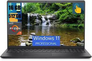 Dell Inspiron 15 3535 Business Laptop, 15.6" FHD (1920x1080) Touchscreen, AMD Ryzen 7 7730U Octa Core Processor, AMD Radeon Graphics, 16GB DDR4  512GB PCIe SSD, WiFi, HD Webcam, Windows 11 Pro
