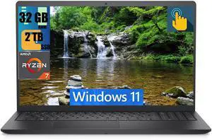 Dell Inspiron 15 3535 Business Laptop, 15.6" FHD (1920x1080) Touchscreen, AMD Ryzen 7 7730U Octa Core Processor, AMD Radeon Graphics, 32GB DDR4  2TB PCIe SSD, WiFi, HD Webcam, Windows 11