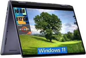 Dell Inspiron 14 7445 2-in-1 Laptop, 14.0" Touchscreen FHD+ Display, AMD Ryzen 5 8640HS 6 Cores Processor, AMD Radeon Graphics, 16GB DDR4  512GB PCIe SSD, Backlit KYB, Fingerprint, Windows 11