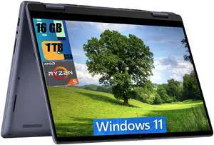 Dell Inspiron 14 7445 2-in-1 Laptop, 14.0" Touchscreen FHD+ Display, AMD Ryzen 5 8640HS 6 Cores Processor, AMD Radeon Graphics, 16GB DDR4  1TB PCIe SSD, Backlit KYB, Fingerprint, Windows 11