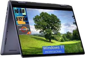 Dell Inspiron 14 7445 2-in-1 Laptop, 14.0" Touchscreen FHD+ Display, AMD Ryzen 5 8640HS 6 Cores Processor, AMD Radeon Graphics, 16GB DDR4  512GB PCIe SSD, Backlit KYB, Fingerprint, Windows 11 Pro