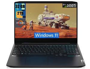 Lenovo IdeaPad Gaming 3 15 Gaming Laptop, 15.6" FHD (1920 x 1080) Display, AMD Ryzen 7-4800H Octa-core Processor, NVIDIA GeForce GTX 1650 Ti 4GB GDDR6, 32GB DDR5  2TB PCIe SSD, WiFi, Windows 11