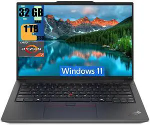 Lenovo ThinkPad E14 Gen 6 Laptop, 14" WUXGA (1920 x 1200) Display, AMD Ryzen 7 7735U 8 Cores Processor, AMD Radeon Graphics, 32GB DDR4  1TB PCIe SSD, Fingerprint Reader, Wi-Fi 6, Windows 11