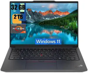 Lenovo ThinkPad E14 Gen 6 Laptop, 14" WUXGA (1920 x 1200) Display, AMD Ryzen 7 7735U 8 Cores Processor, AMD Radeon Graphics, 32GB DDR4  2TB PCIe SSD, Fingerprint Reader, Wi-Fi 6, Windows 11