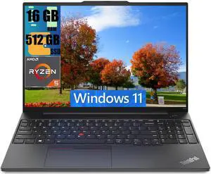 Lenovo ThinkPad E16 Gen 2 Business Laptop, 16" FHD+ (1920x1200) Display, AMD Ryzen 5 7535U Processor, AMD Radeon 660M Graphics, 16GB DDR4  512GB PCIe SSD, Fingerprint, Backlit, Wi-Fi 6, Windows 11