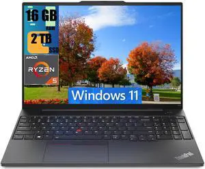 Lenovo ThinkPad E16 Gen 2 Business Laptop, 16" FHD+ (1920x1200) Display, AMD Ryzen 5 7535U Processor, AMD Radeon 660M Graphics, 16GB DDR4  2TB PCIe SSD, Fingerprint, Backlit, Wi-Fi 6, Windows 11