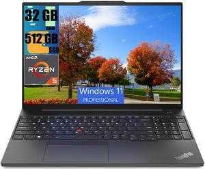 Lenovo ThinkPad E16 Gen 2 Business Laptop, 16" FHD+ (1920x1200) Display, AMD Ryzen 5 7535U Processor, AMD Radeon 660M Graphics, 32GB DDR4  512GB PCIe SSD, Fingerprint, Backlit, Wi-Fi 6, Windows 11 Pro