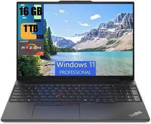 Lenovo ThinkPad E16 Business Laptop, 16" FHD+ (1920x1200) Display, AMD Ryzen 7 7735U 8 Cores Processor, AMD Radeon Graphics, 16GB DDR4  1TB PCIe SSD, Fingerprint, Backlit, Wi-Fi 6, Windows 11 Pro