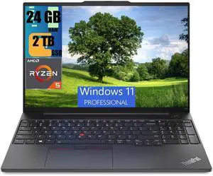 Lenovo ThinkPad E16 Business Laptop, 16" FHD+ Display, AMD Ryzen 5 7530U 6 Cores Processor, AMD Radeon Graphics, 24GB DDR4  2TB PCIe SSD, FP Reader, Backlit Keyboard, Wi-Fi 6, Windows 11 Pro