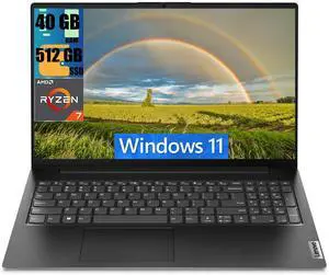 Lenovo V15 Business Laptop, 15.6" FHD Display, AMD Ryzen 7 7730U 8 Cores Processor, AMD Radeon Graphics, 40GB DDR4  512GB PCIe SSD, Numeric Keypad, HDMI, RJ45, Webcam, Wi-Fi, Windows 11