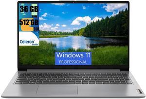 Lenovo IdeaPad 1 15 Laptop, 15.6" FHD Display, Intel Celeron N4500 2 Cores Processor, Intel UHD Graphics, 36GB DDR4  512GB PCIe SSD, SD Card Reader, Numeric Keypad, HDMI, Wi-Fi 6, Windows 11 Pro