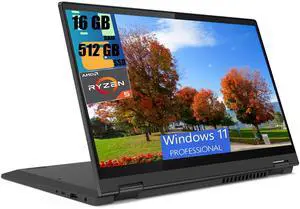 Lenovo Flex 5 14 2 in 1 Laptop, 14" FHD Touchscreen, AMD Ryzen 5 5500U 6-Core Processor, AMD Radeon Graphics, 16GB  DDR4  512GB   PCIe SSD, Backlit KB, Fingerprint Reader, Windows 11 Pro