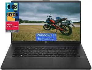 HP 17z Laptop, 17.3" HD+ (1600 x 900) Display, AMD Athlon Gold 7220U 2 Cores Processor, AMD Radeon Graphics, 8GB  DDR4  512GB  PCIe SSD, Wi-Fi and Bluetooth, Windows 11 Pro