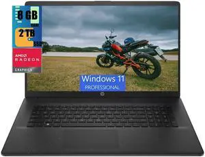 HP 17z Laptop, 17.3" HD+ (1600 x 900) Display, AMD Athlon Gold 7220U 2 Cores Processor, AMD Radeon Graphics, 8GB  DDR4  2TB PCIe SSD, Wi-Fi and Bluetooth, Windows 11 Pro