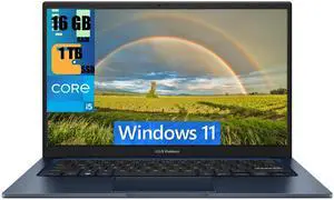 ASUS Vivobook 14 Laptop, 14" FHD (1920 x 1080) Display, Intel Core i5-1235U 6 Cores Processor, Intel Iris Xe Graphics, 16GB DDR4  1TB PCIe SSD, Wi-Fi 6E and Bluetooth 5, Windows 11