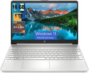 HP 15 Laptop, 15.6" HD (1366 x 768) Display, AMD Ryzen 3 5300U 4 Cores Processor, AMD Radeon Graphics, 16GB DDR4  1TB PCIe SSD, Webcam, HDMI, Wi-Fi, Windows 11 Pro