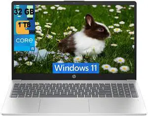 HP 15 Laptop, 15.6" FHD (1920 x 1080) Display, 11th Gen Intel Core i5-1135G7 4 cores Processor, Intel Iris Xe Graphics, 32GB DDR4  1TB PCIe SSD, Bluetooth, HDMI, Windows 11