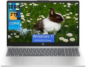 HP 15 Laptop, 15.6" FHD (1920 x 1080) Display, 11th Gen Intel Core i5-1135G7 4 cores Processor, Intel Iris Xe Graphics, 32GB DDR4  2TB PCIe SSD, Bluetooth, HDMI, Windows 11 Pro