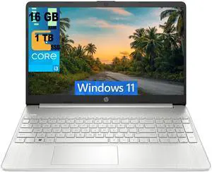 HP 15 Laptop, 15.6" Full HD (1920 x 1080) Display, Intel Core i3-1115G4 2 Cores Processor, Intel UHD Graphics, 16GB DDR4  1TB PCIe SSD, WiFi, Bluetooth 4.2, Webcam, Windows 11