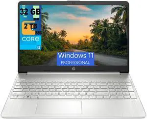 HP 15 Laptop, 15.6" Full HD (1920 x 1080) Display, Intel Core i3-1115G4 2 Cores Processor, Intel UHD Graphics, 32GB DDR4  2TB PCIe SSD, WiFi, Bluetooth 4.2, Webcam, Windows 11 Pro