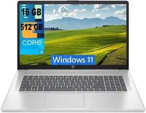HP 17 Business Laptop, 17.3" HD+ (1600 x 900) Display, 11th Gen Intel Core i3-1125G4 4 Cores Processor, Intel UHD Graphics, 16GB DDR4  512GB PCIe SSD, Wi-Fi, HDMI, Webcam, Windows 11