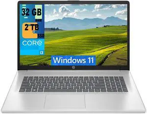 HP 17 Business Laptop, 17.3" HD+ (1600 x 900) Display, 11th Gen Intel Core i3-1125G4 4 Cores Processor, Intel UHD Graphics, 32GB DDR4  2TB PCIe SSD, Wi-Fi, HDMI, Webcam, Windows 11