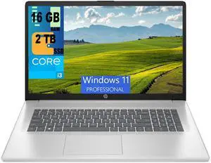 HP 17 Business Laptop, 17.3" HD+ (1600 x 900) Display, 11th Gen Intel Core i3-1125G4 4 Cores Processor, Intel UHD Graphics, 16GB DDR4  2TB PCIe SSD, Wi-Fi, HDMI, Webcam, Windows 11 Pro