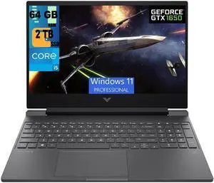 HP Victus 15 Gaming Laptop, 15.6" FHD 144Hz Display, Intel Core i5-12450H 8 Cores Processor, NVIDIA GeForce GTX 1650 4 GB GDDR5, 64GB DDR4  2TB PCIe SSD, WiFi 6, Backlit KB, Windows 11 Pro
