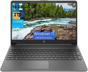 HP 15 Laptop, 15.6" FHD (1920 x 1080) Display, Intel Core i3-1215U 6 cores Processor, Intel UHD Graphics, 16GB DDR4  2TB PCIe SSD, Wi-Fi 6 + Bluetooth. 5.1, Windows 11 Pro