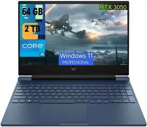 HP Victus 15 Gaming Laptop, 15.6" Full HD 144Hz Display, Intel Core i5-13420H 8-Cores Processor, GeForce RTX 3050 6GB GDDR6 Graphics, 64GB DDR4  2TB PCIe SSD, WIFI 6, Bluetooth 5.2, Windows 11 Pro