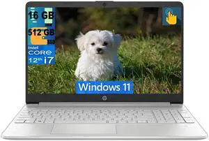 HP 15 Laptop, 15.6" FHD (1920 x 1080) Touchscreen, Intel Core i7-1255U 10-Core Processor, Intel Iris Xe Graphics, 16GB DDR4  512GB PCIe SSD, HD Camera, HDMI, Windows 11