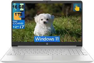 HP 15 Laptop, 15.6" FHD (1920 x 1080) Touchscreen, Intel Core i7-1255U 10-Core Processor, Intel Iris Xe Graphics, 16GB DDR4  1TB PCIe SSD, HD Camera, HDMI, Windows 11