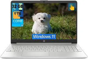 HP 15 Laptop, 15.6" HD Touchscreen, Intel Core i3-1215U 6-Core Processor, Intel UHD Graphics, 32GB DDR4  1TB PCIe SSD, WiFi, Bluetooth, HDMI, Windows 11
