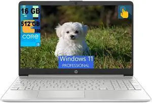 HP 15 Laptop, 15.6" HD Touchscreen, Intel Core i3-1215U 6-Core Processor, Intel UHD Graphics, 16GB DDR4  512GB PCIe SSD, WiFi, Bluetooth, HDMI, Windows 11 Pro