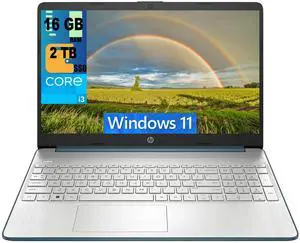 HP 15 Laptop, 15.6" HD Display, Intel Core i3-1115G4 2 Cores Processor, Intel UHD Graphics, 16GB DDR4  2TB PCIe SSD, Wi-Fi, SD Card Reader, HDMI, Webcam, Windows 11