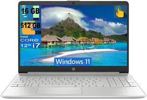 HP 15 Laptop, 15.6" Full HD Touchscreen, Intel Core i7-1255U 10-Cores processor, Intel Iris Xe Graphics, 16GB DDR4  512GB PCIe SSD, Wi-Fi 5 and Bluetooth, Windows 11