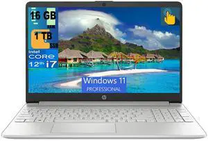 HP 15 Laptop, 15.6" Full HD Touchscreen, Intel Core i7-1255U 10-Cores processor, Intel Iris Xe Graphics, 16GB DDR4  1TB PCIe SSD, Wi-Fi 5 and Bluetooth, Windows 11 Pro